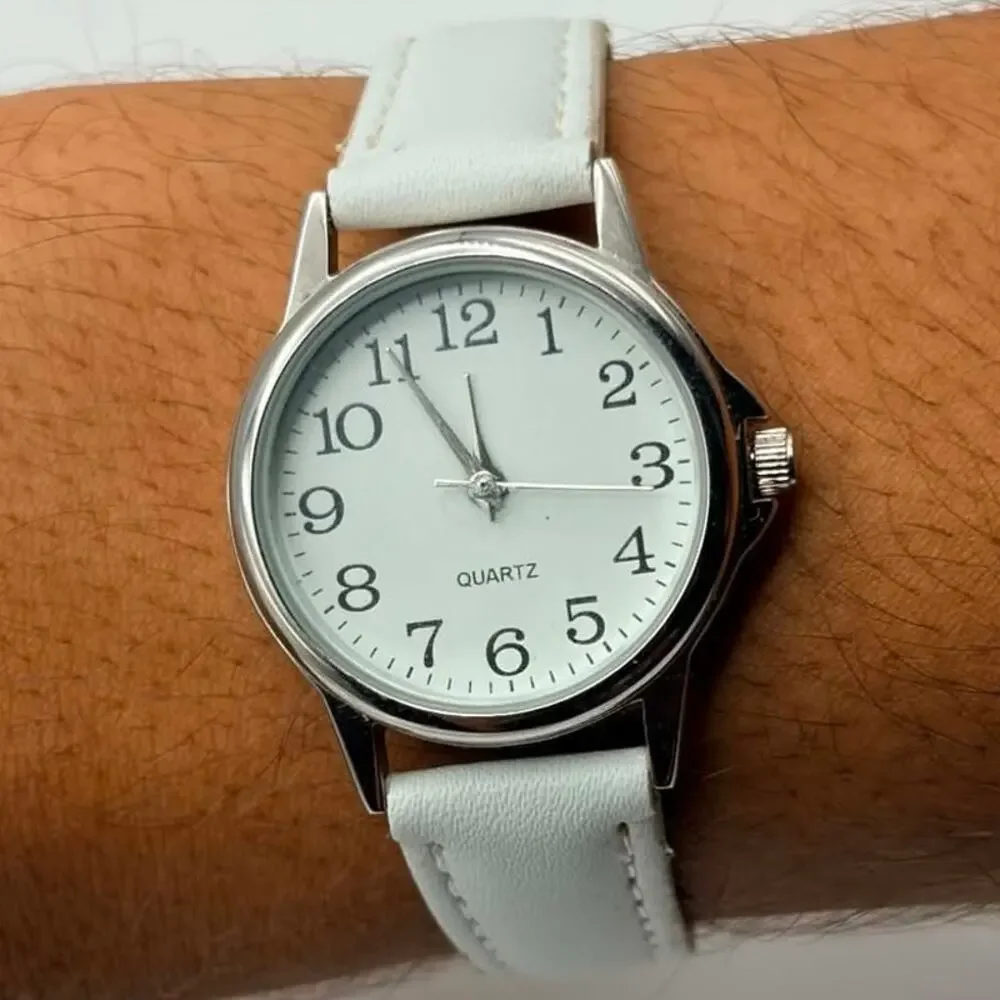 Silver & White Classic Watch